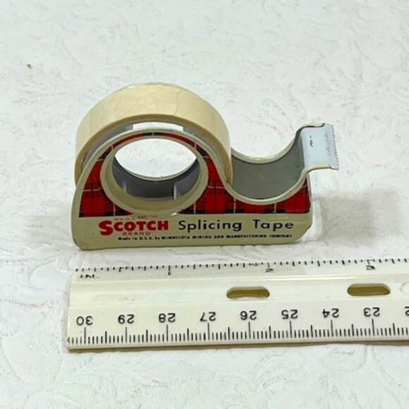 VTG 3M Scotch Splicing Tape Tin Plaid Dispenser Advertising Collectible 2.75" - Picture 10 of 10